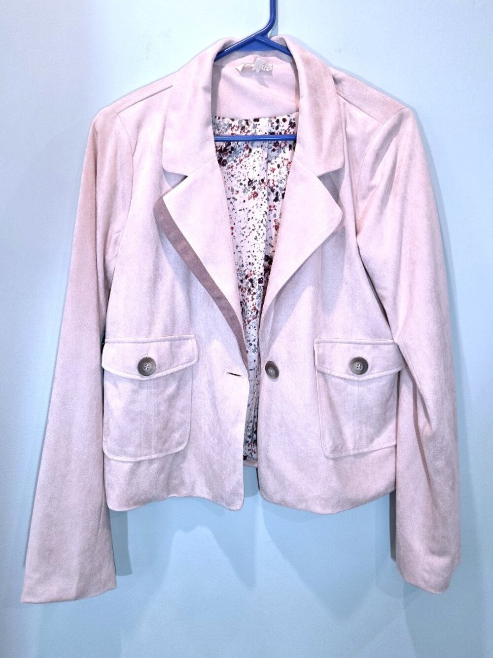Mystree Blush Pink Faux Suede Cropped Jacket Size S